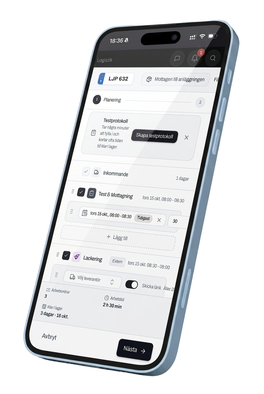 Planering av rekond och lackering i TradeMatch i mobilen